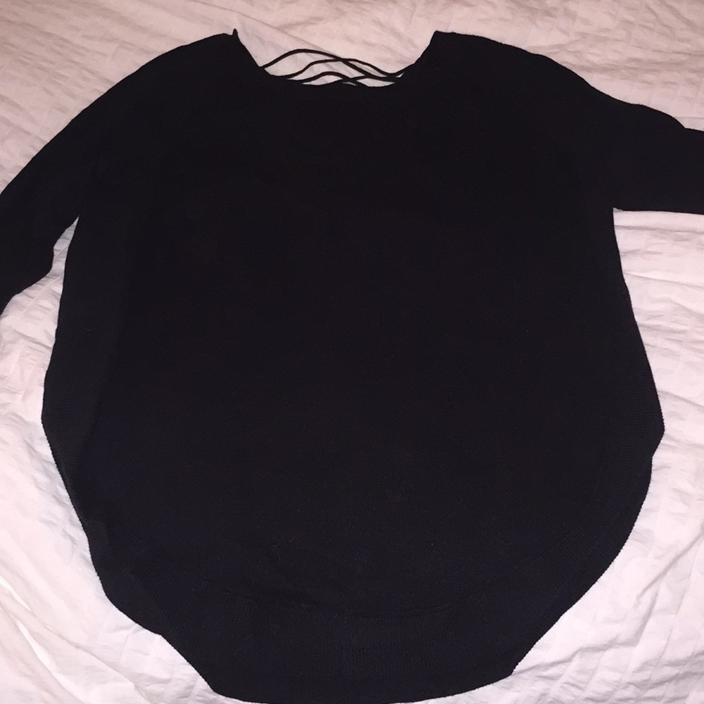 3/4 sleeve black sweater